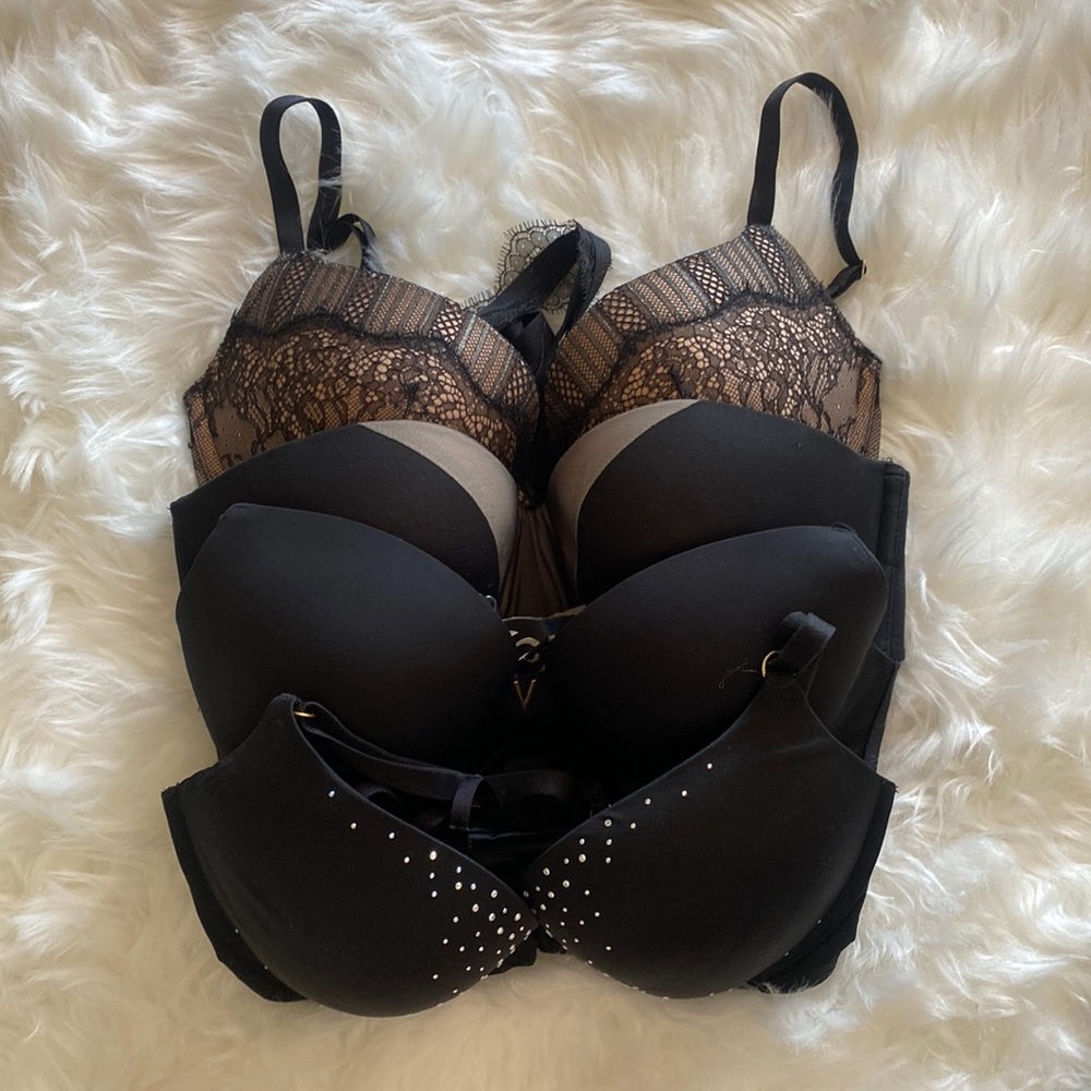 Lot 4 Black Sexy Victoria’s Secret 32DD Padded Bras